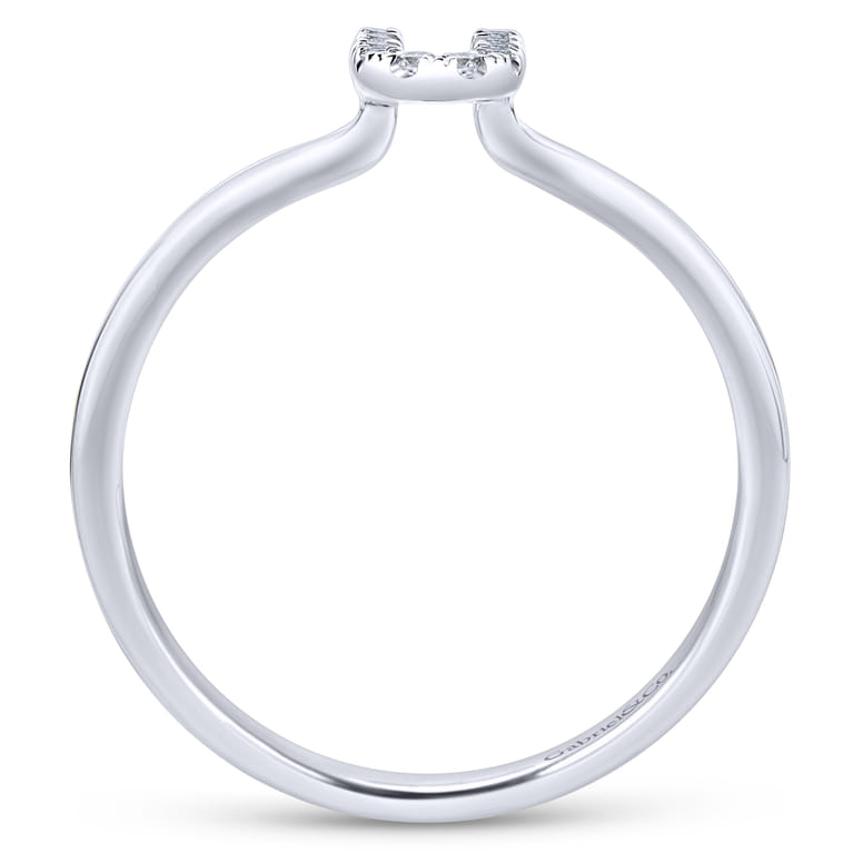 14K White Gold Pave Diamond Uppercase U Initial Ring - 0.06 ct - Shot 2