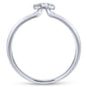 14K White Gold Pave Diamond Uppercase V Initial Ring - 0.05 ct