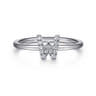 14K White Gold Pave Diamond Uppercase W Initial Ring - 0.08 ct