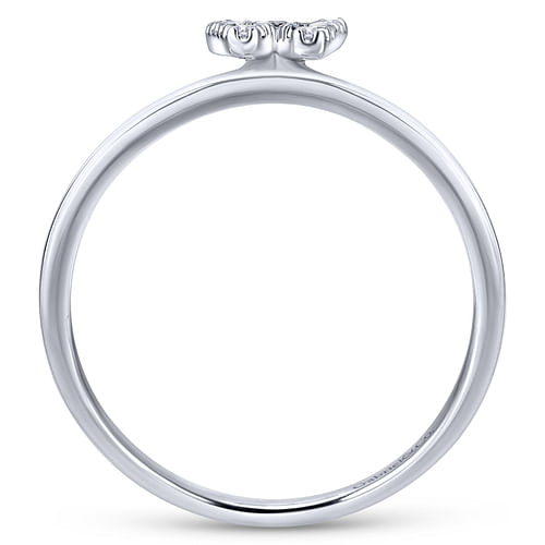 14K White Gold Pave Diamond Uppercase W Initial Ring - 0.08 ct - Shot 2