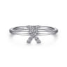 14K White Gold Pave Diamond Uppercase X Initial Ring - 0.06 ct