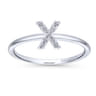 14K White Gold Pave Diamond Uppercase X Initial Ring - 0.06 ct