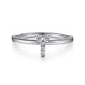 14K White Gold Pave Diamond Uppercase Y Initial Ring - 0.04 ct