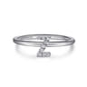 14K White Gold Pave Diamond Uppercase Z Initial Ring - 0.05 ct
