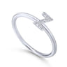 14K White Gold Pave Diamond Uppercase Z Initial Ring - 0.05 ct