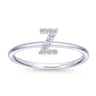 14K White Gold Pave Diamond Uppercase Z Initial Ring - 0.05 ct