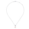 14K White Gold Pave Diamond and Pearl Pendant Necklace - 0.12 ct