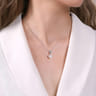 14K White Gold Pave Diamond and Pearl Pendant Necklace - 0.12 ct