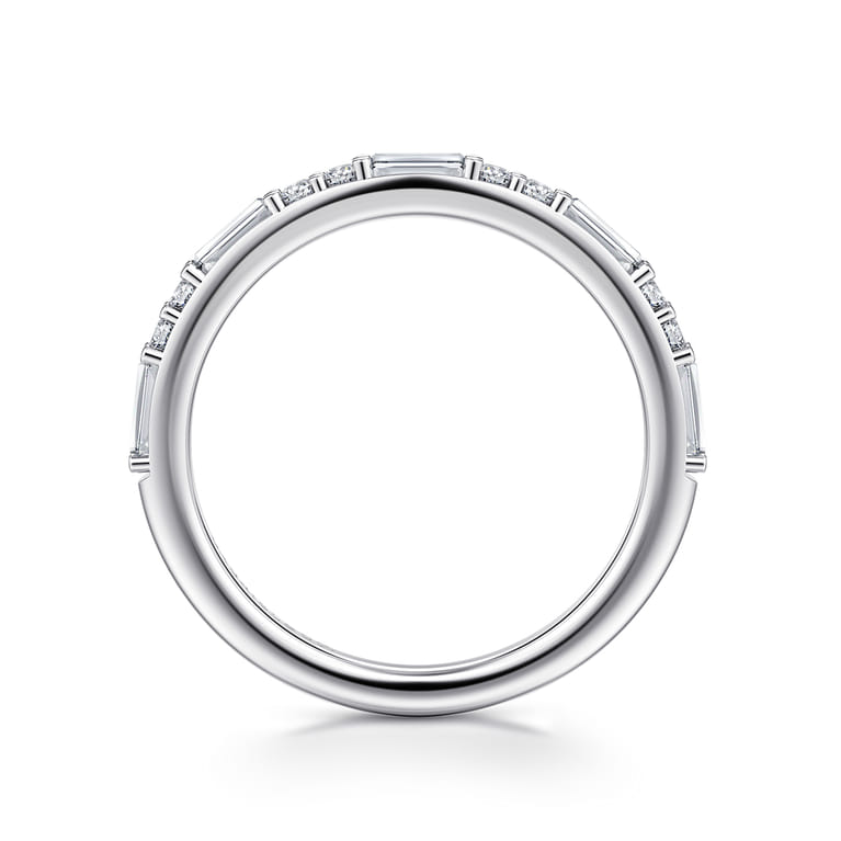 Straight Wedding Ring in 14k White Gold with Baguette Natural Diamond at Gabriel & Co. - Shot 2