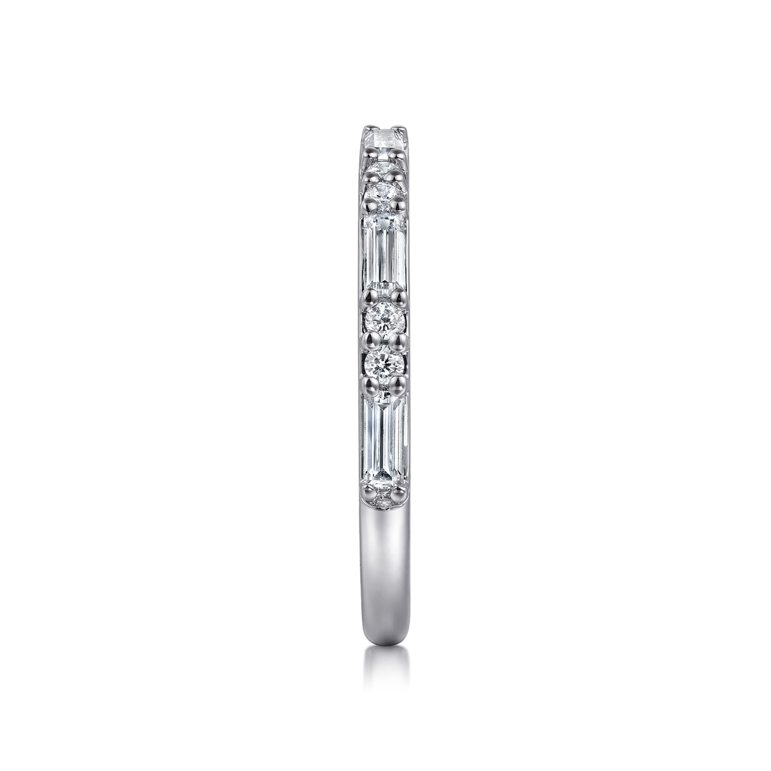 Straight Wedding Ring in 14k White Gold with Baguette Natural Diamond at Gabriel & Co. - Shot 4