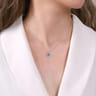 14K White Gold Pear Shape Blue Topaz and Diamond Halo Pendant Necklace - 0.21 ct