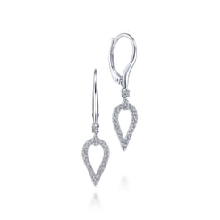 14K White Gold Pear Shape Diamond Leverback Earrings