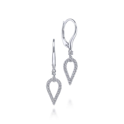 14K White Gold Pear Shape Diamond Leverback Earrings