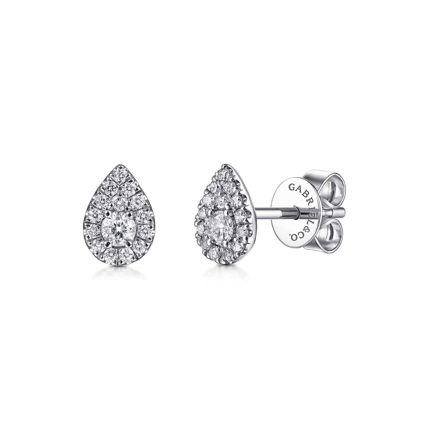 14K White Gold Pear Shape Diamond Stud Earrings - 0.25 ct - Shot 1