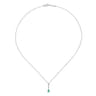 14K White Gold Pear Shaped Emerald and Diamond Drop Pendant Necklace - 0.03 ct