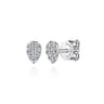 14K White Gold Pear Shaped Pave Diamond Stud Earrings - 0.18 ct