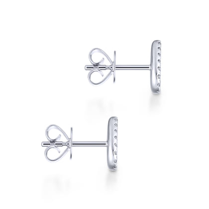 14K White Gold Pear Shaped Pave Diamond Stud Earrings