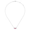 14K White Gold Pear Shaped Ruby and Diamond Bar Pendant Necklace - 0.08 ct