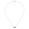 14K White Gold Pear Shaped Sapphire and Diamond Bar Pendant Necklace - 0.08 ct