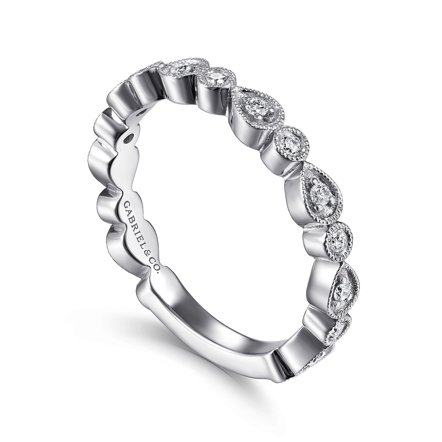 14K-White-Gold-Pear-and-Round-Station-Stackable-Diamond-Ring3