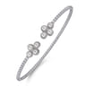 14K White Gold Pearl Bujukan Open Bangle