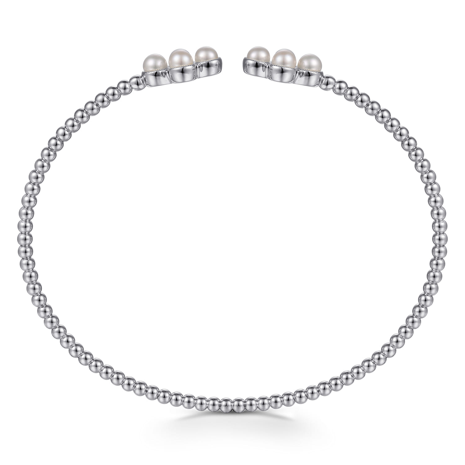 14K White Gold Pearl Bujukan Open Bangle - Shot 3