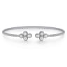 14K White Gold Pearl Bujukan Open Bangle