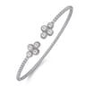 14K White Gold Pearl Bujukan Open Bangle