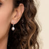 14K White Gold Pearl Drop Diamond Huggies - 0.12 ct