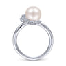 14K White Gold Pearl Ring with Diamond Accent - 0.21 ct