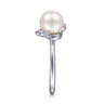 14K White Gold Pearl Ring with Diamond Accent - 0.21 ct