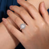 14K White Gold Pearl Ring with Diamond Double Halo - 0.3 ct