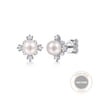 14K White Gold Pearl and Diamond Stud Earrings - 0.3 ct