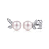 14K White Gold Pearl with Diamond Accents Stud Earrings - 0.15 ct