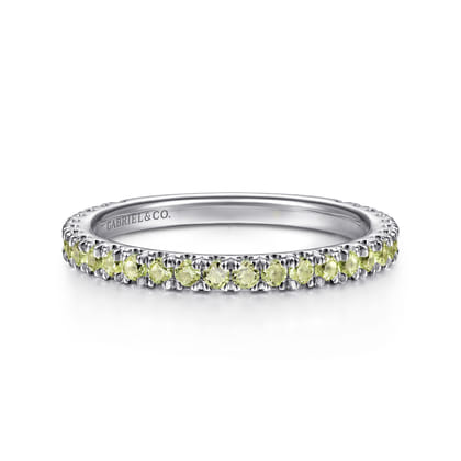 14K White Gold Peridot Stackable Ring