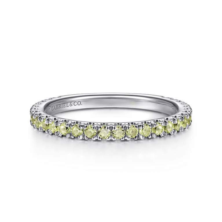 14K White Gold Peridot Stackable Ring - Shot 1