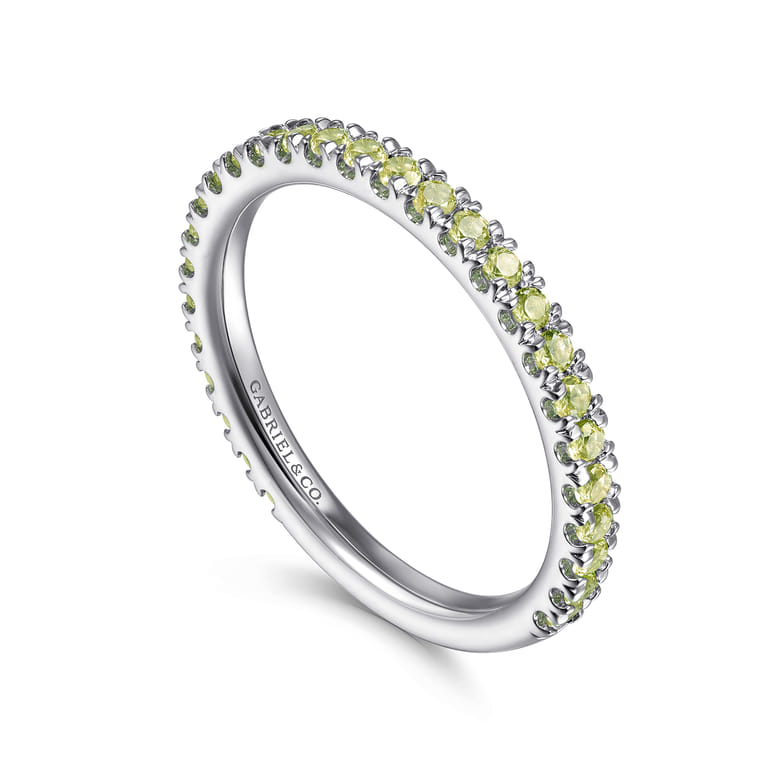 14K White Gold Peridot Stackable Ring - Shot 3