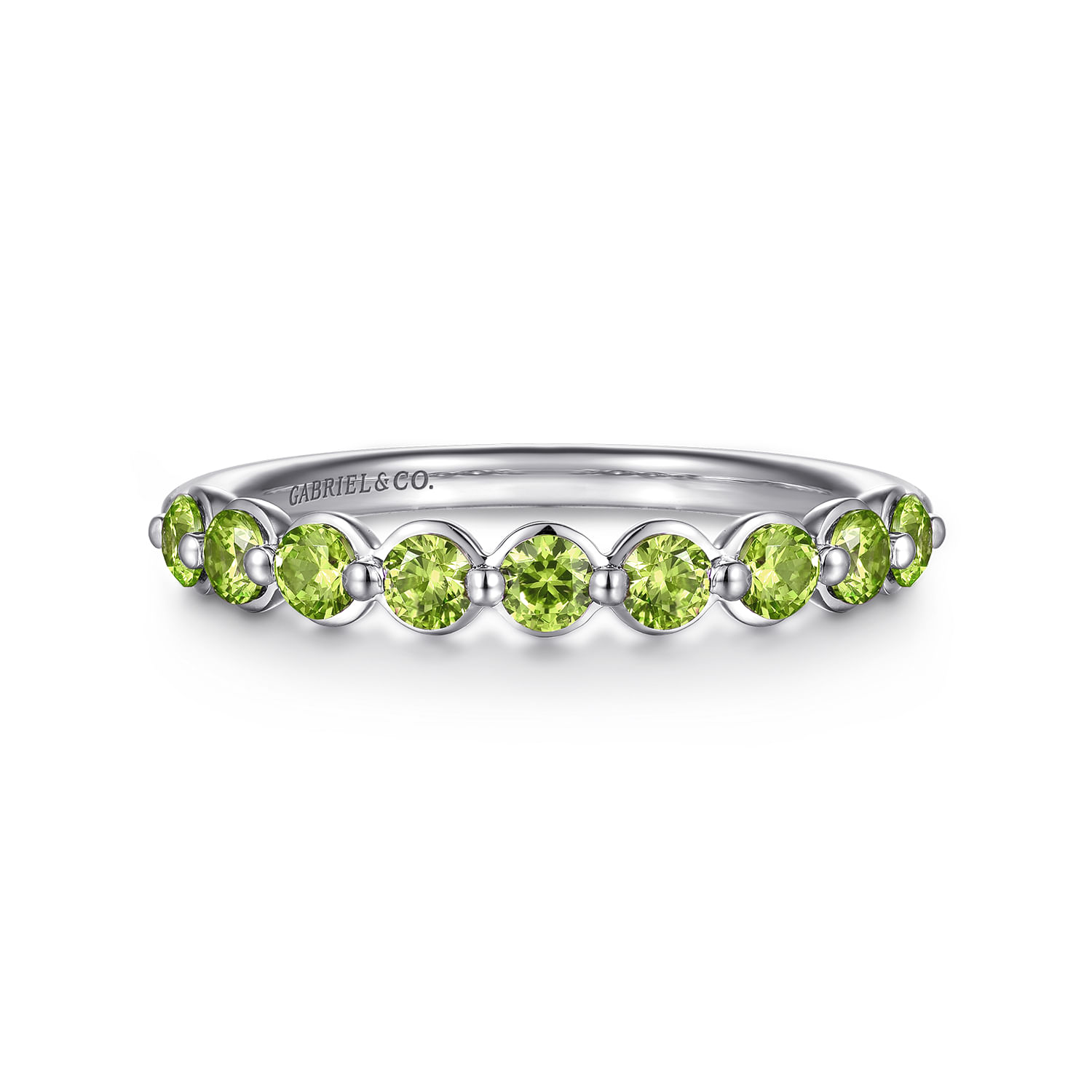 14K White Gold Peridot Stackable Ring