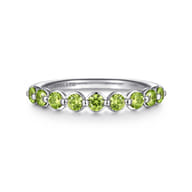 14K White Gold Peridot Stackable Ring