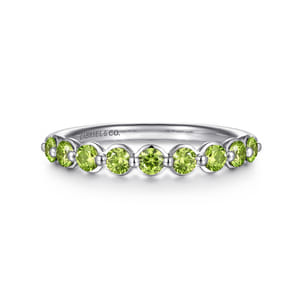 14K White Gold Peridot Stackable Ring
