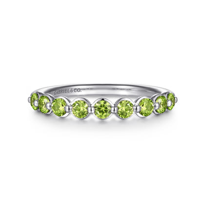 14K White Gold Peridot Stackable Ring