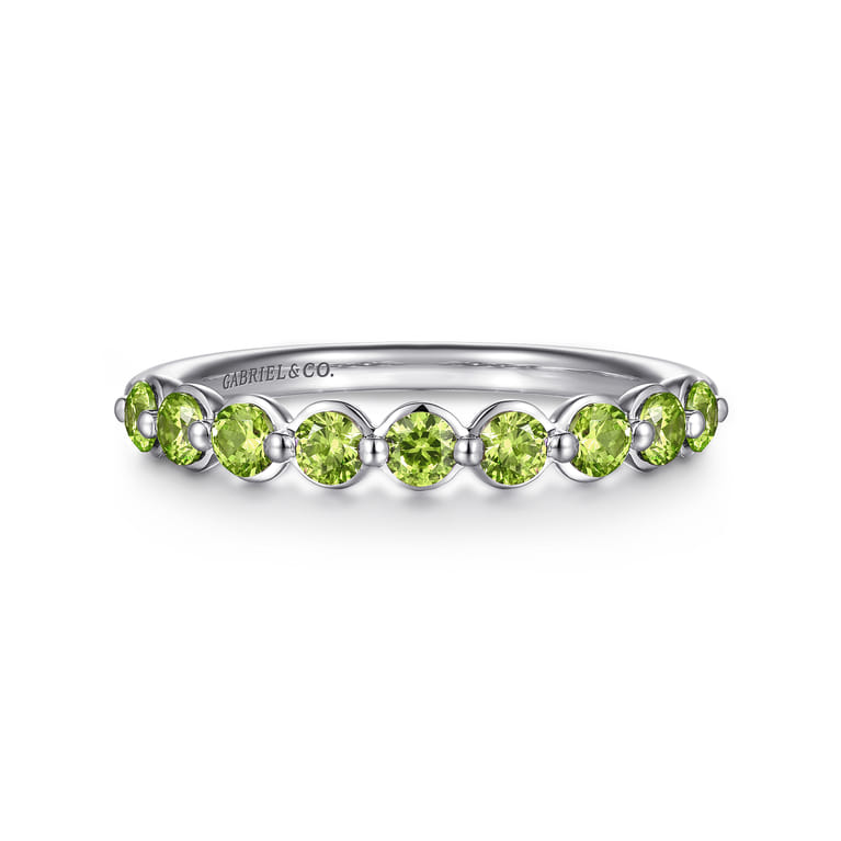 14K White Gold Peridot Stackable Ring - Shot 1