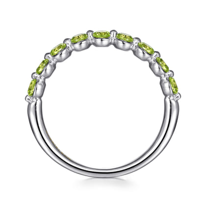 14K White Gold Peridot Stackable Ring