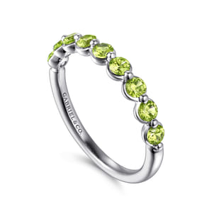 14K White Gold Peridot Stackable Ring
