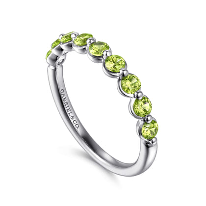 14K White Gold Peridot Stackable Ring