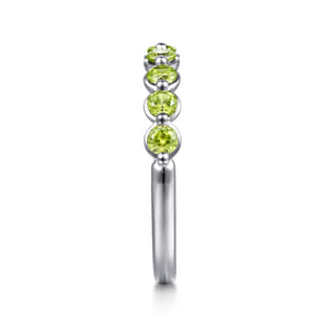 14K White Gold Peridot Stackable Ring