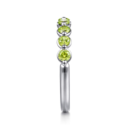 14K White Gold Peridot Stackable Ring