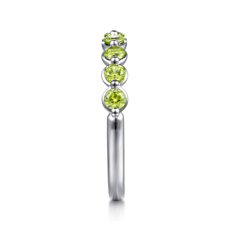 14K White Gold Peridot Stackable Ring - Shot 4