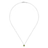 14K White Gold Peridot and Diamond Halo Pendant Necklace - 0.07 ct