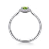 14K White Gold Peridot and Diamond Halo Promise Ring - 0.06 ct